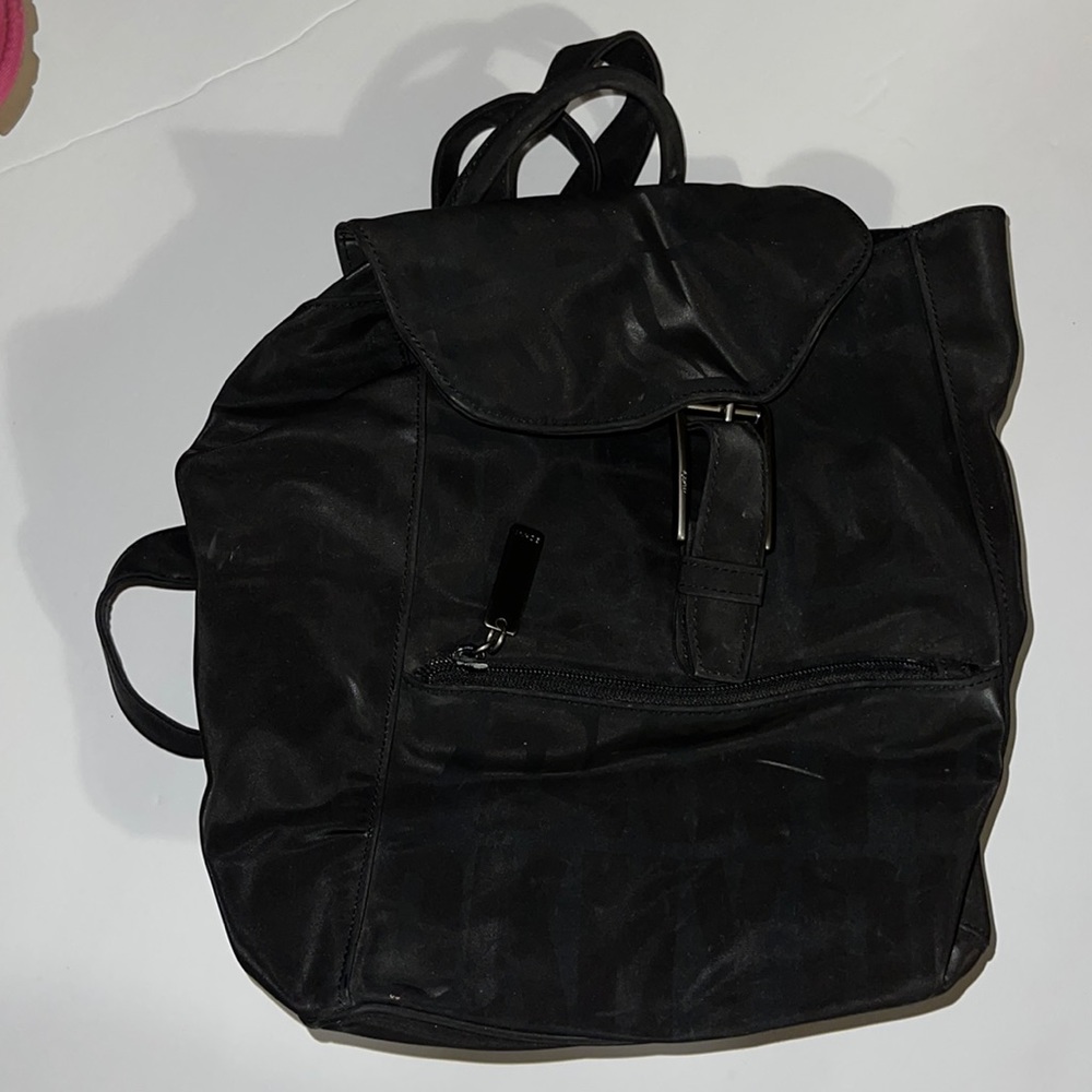 DKNY black backpack purse front zipper pocket